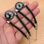 Pulsera con Media Luna y Sol Luminoso negro