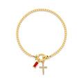 Pulsera con cruz y piedra de nacimiento
