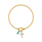 Pulsera con cruz y piedra de nacimiento