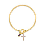 Pulsera con cruz y piedra de nacimiento