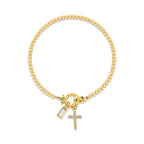 Pulsera con cruz y piedra de nacimiento