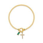 Pulsera con cruz y piedra de nacimiento