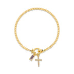 Pulsera con cruz y piedra de nacimiento