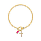 Pulsera con cruz y piedra de nacimiento