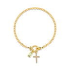Pulsera con cruz y piedra de nacimiento
