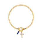 Pulsera con cruz y piedra de nacimiento