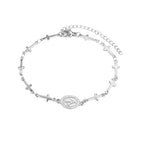 Pulsera con medalla de la Virgen María y cruz de plata