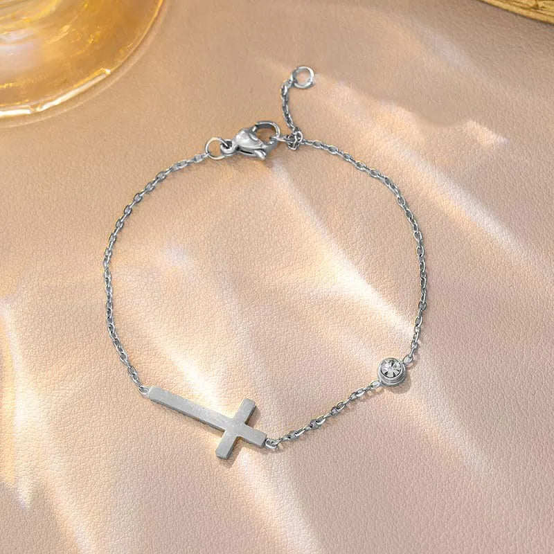 Pulsera con Cruz para Mujer Oro & Plata 