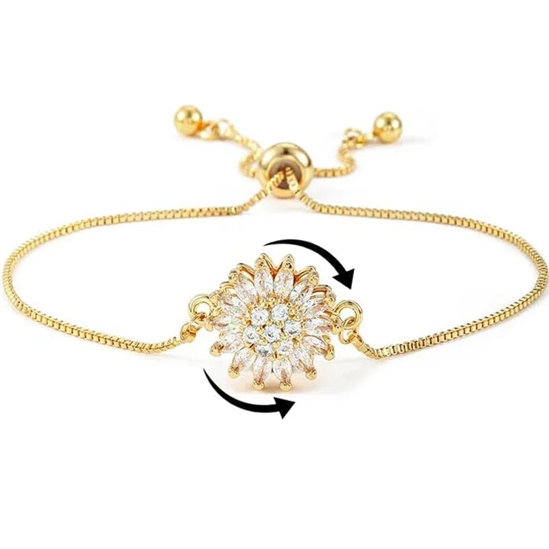 Pulsera con Flor Giratoria Anti-Estrés y Strass 2
