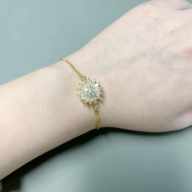 Pulsera con Flor Giratoria Anti-Estrés y Strass 2