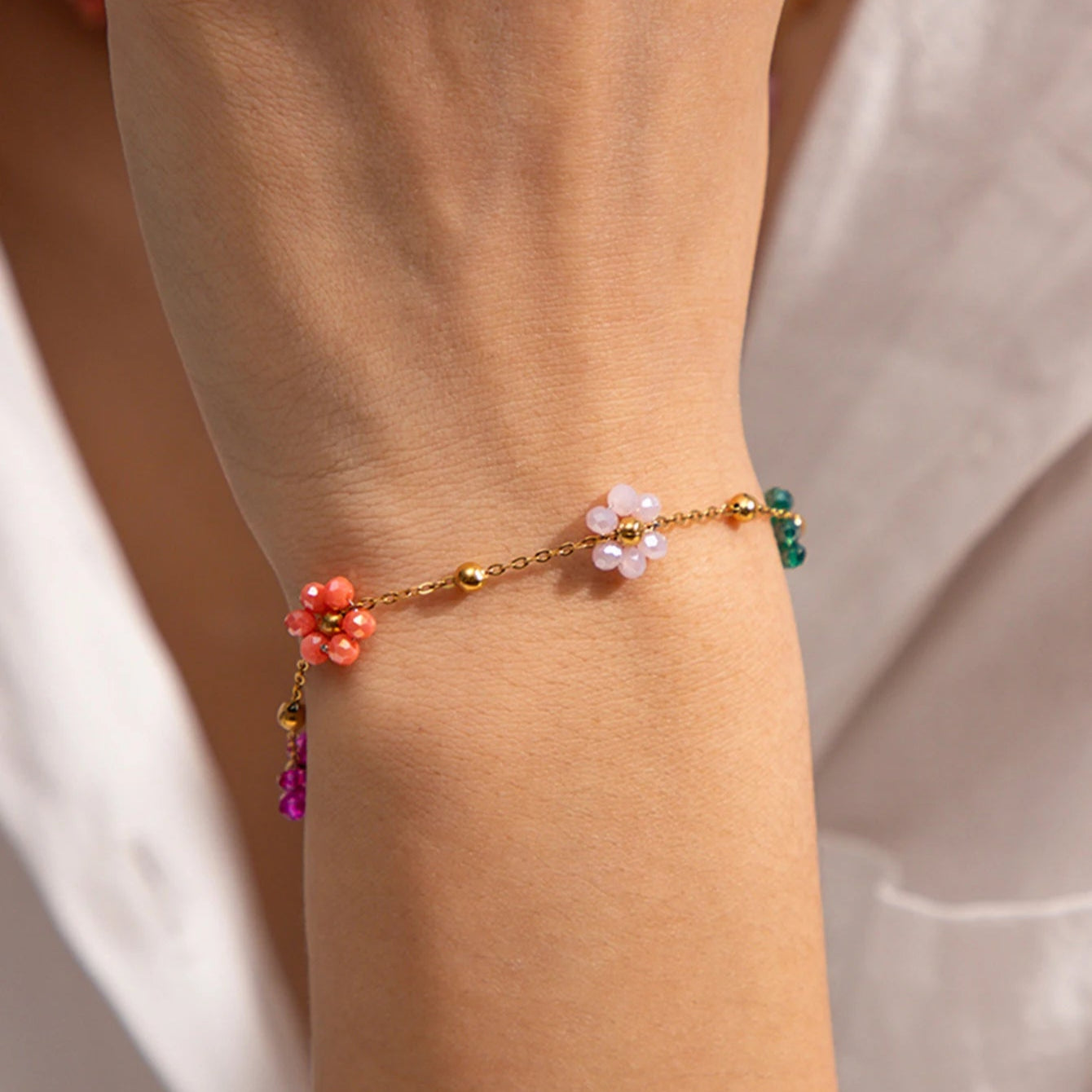 Pulsera con Flores de Colores