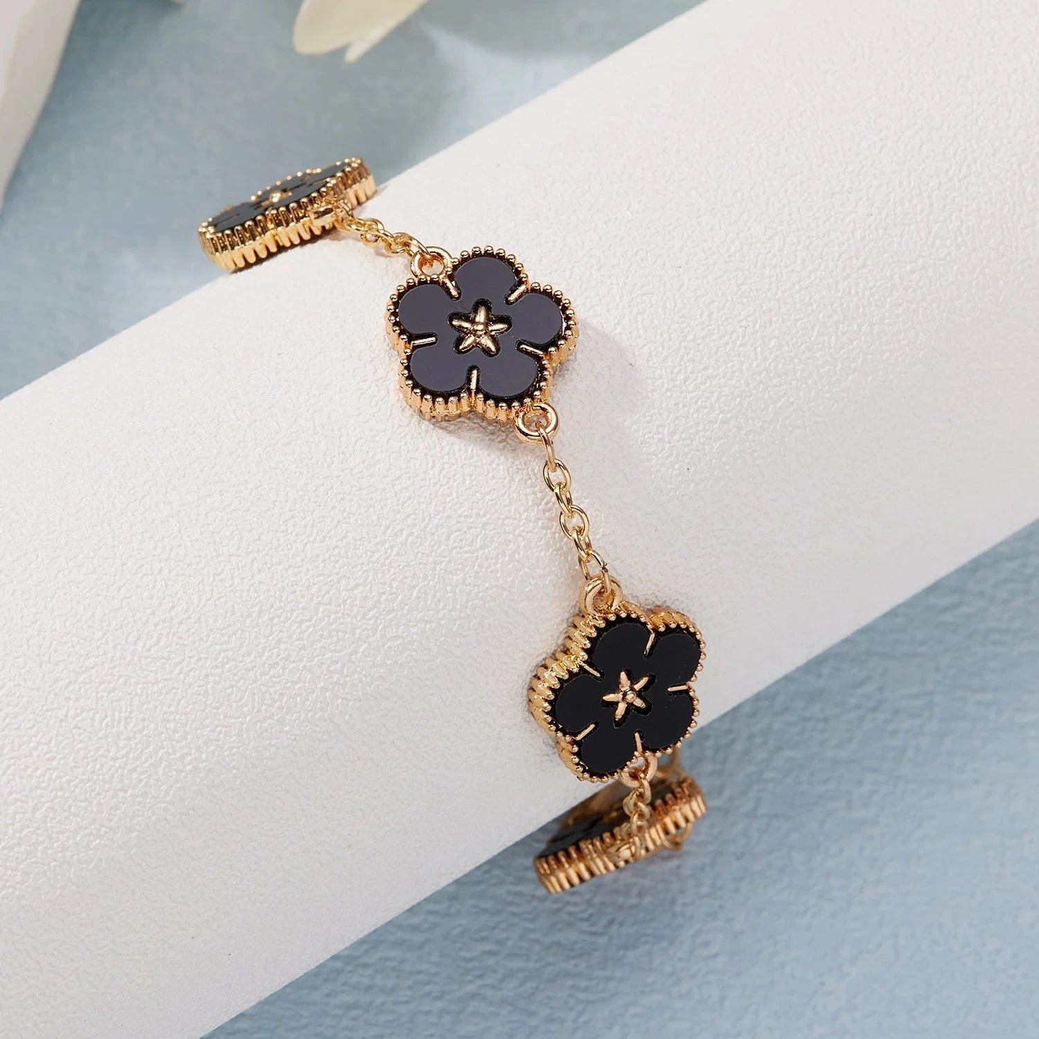 Pulsera con Flores para Mujer negro