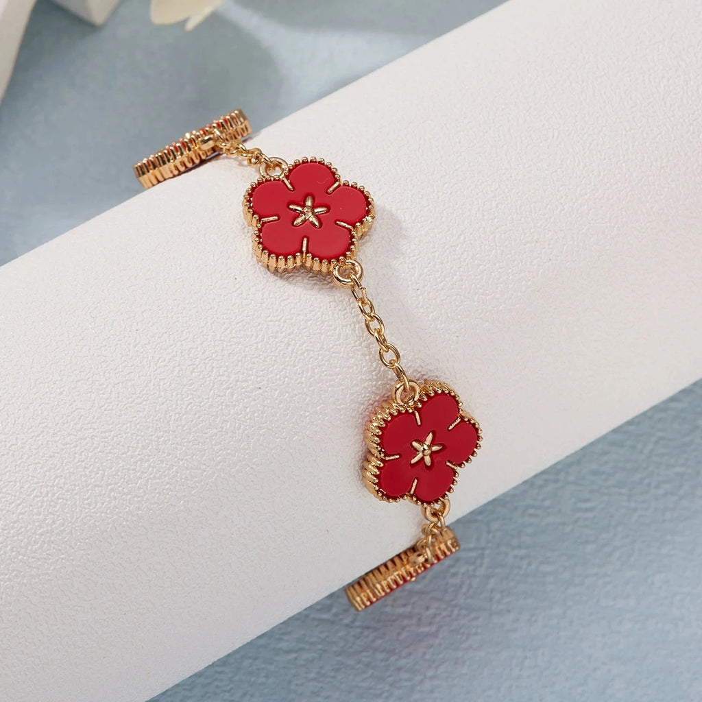Pulsera con Flores para Mujer rojo