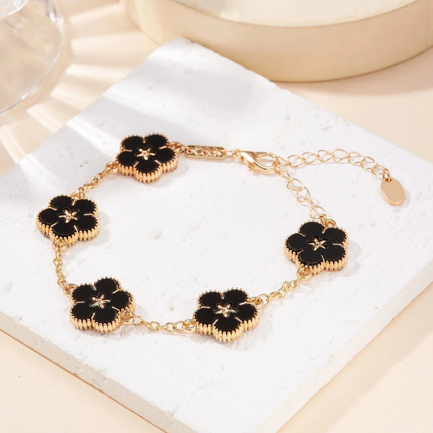 Pulsera con Flores para Mujer negro
