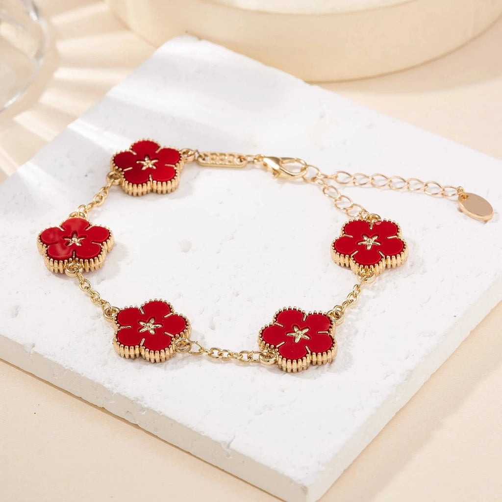 Pulsera con Flores para Mujer rojo