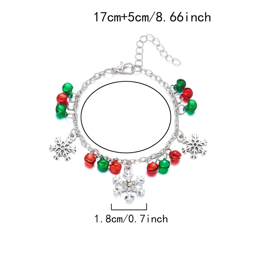 Pulsera con Copos de Nieve y Bolas de Navidad