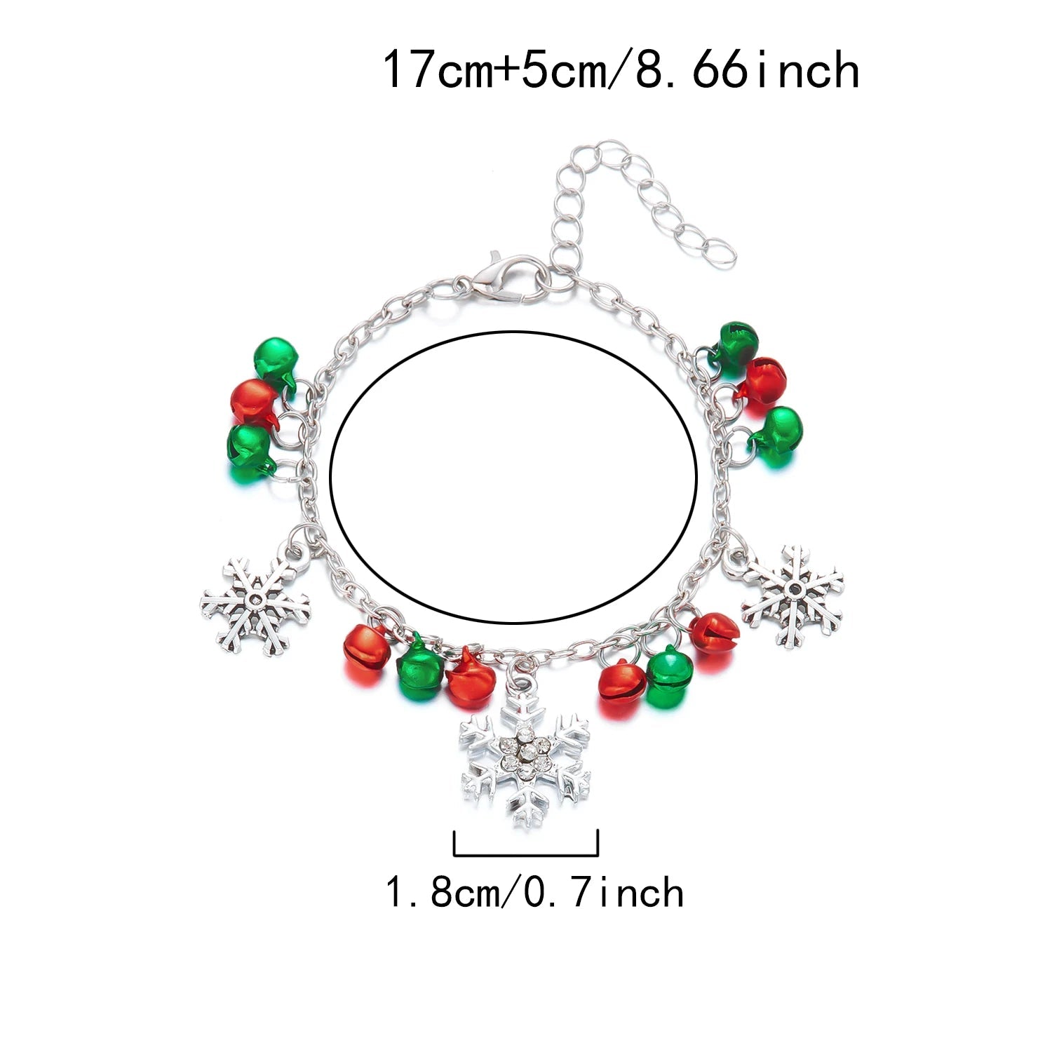 Pulsera con Copos de Nieve y Bolas de Navidad