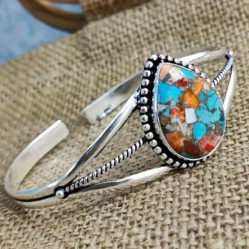 Pulsera con gota de agua con turquesa