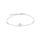 Pulsera con inicial de strass plateado b