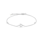 Pulsera con inicial de strass plateado d