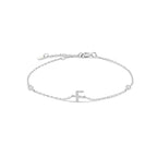 Pulsera con inicial de strass plateado f