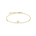 Pulsera con inicial de strass dorado f