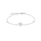 Pulsera con inicial de strass plateado g