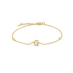 Pulsera con inicial de strass dorado g