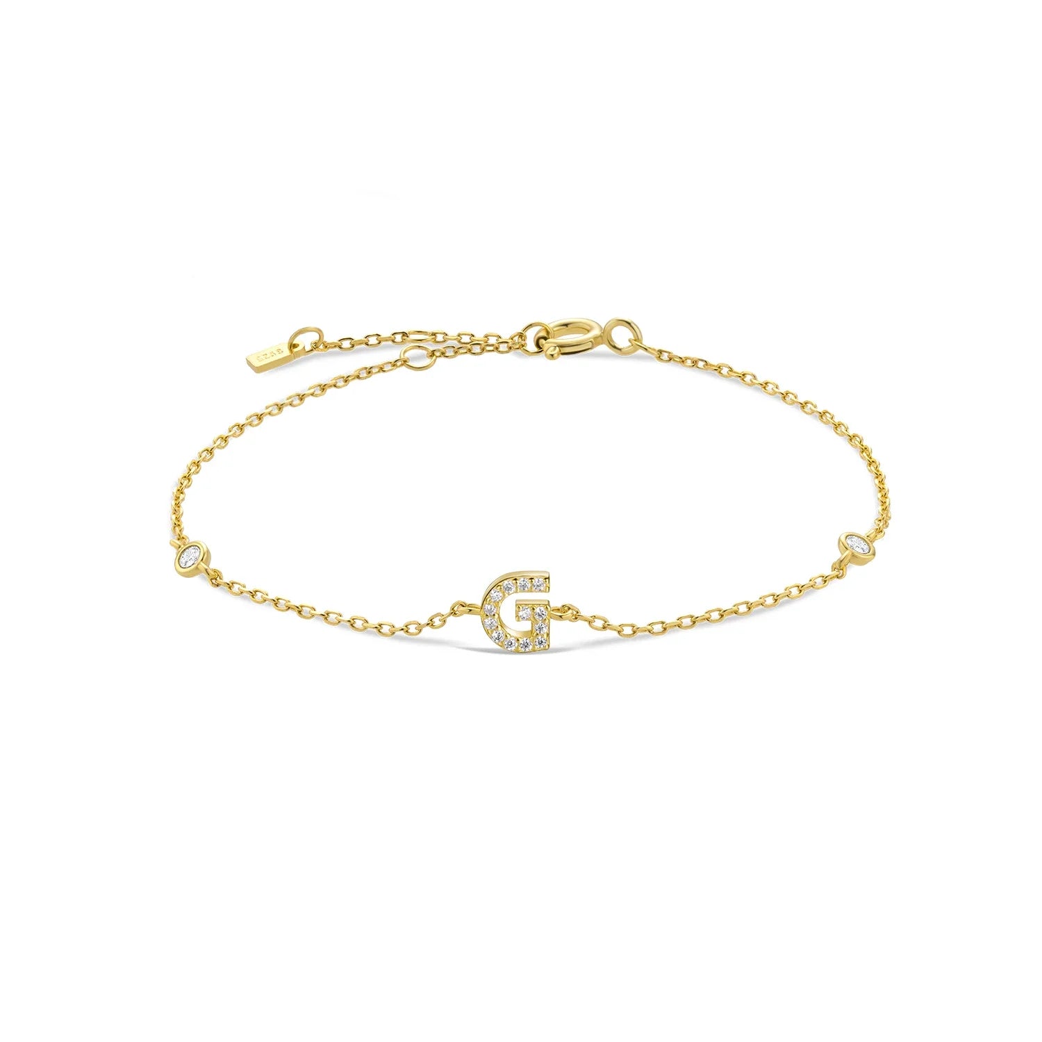 Pulsera con inicial de strass dorado g