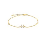 Pulsera con inicial de strass dorado h