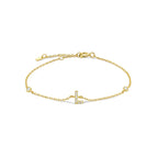 Pulsera con inicial de strass dorado l