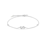 Pulsera con inicial de strass plateado s