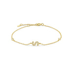 Pulsera con inicial de strass dorado s