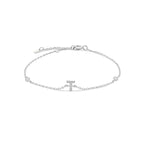 Pulsera con inicial de strass plateado t