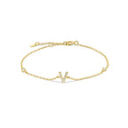 Pulsera con inicial de strass dorado v