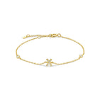 Pulsera con inicial de strass dorado x