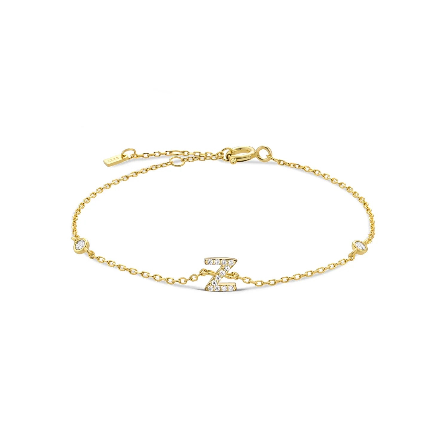 Pulsera con inicial de strass dorado z