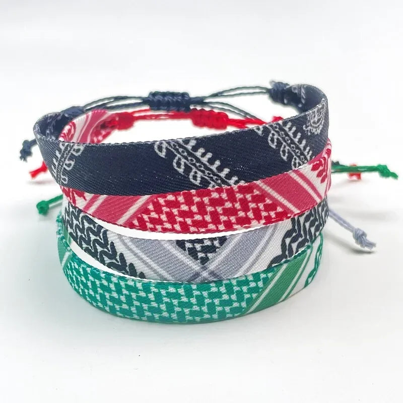 Pulsera con motivos geométricos Keffiye árabe negro