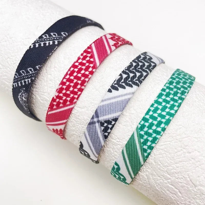 Pulsera con motivos geométricos Keffiye árabe rojo