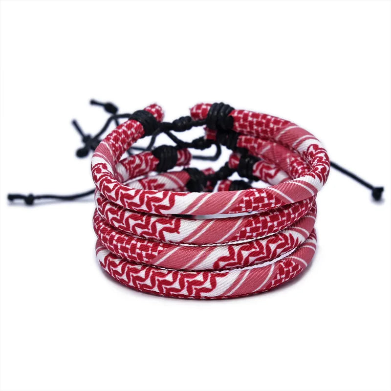Pulsera con motivos Keffiye árabe para hombre o mujer rojo