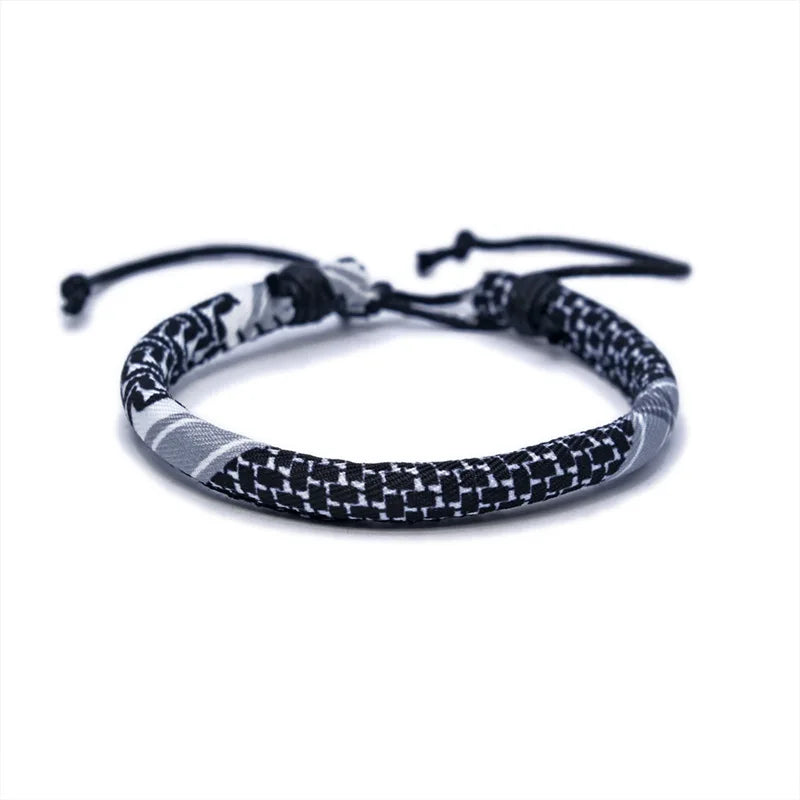Pulsera con motivos Keffiye árabe para hombre o mujer negro