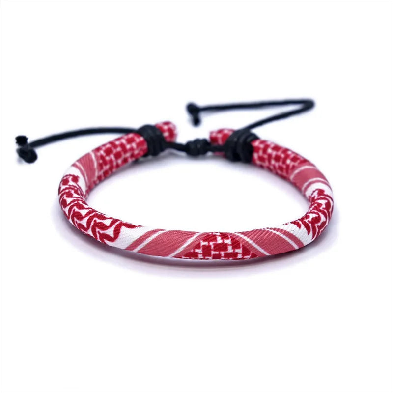 Pulsera con motivos Keffiye árabe para hombre o mujer rojo