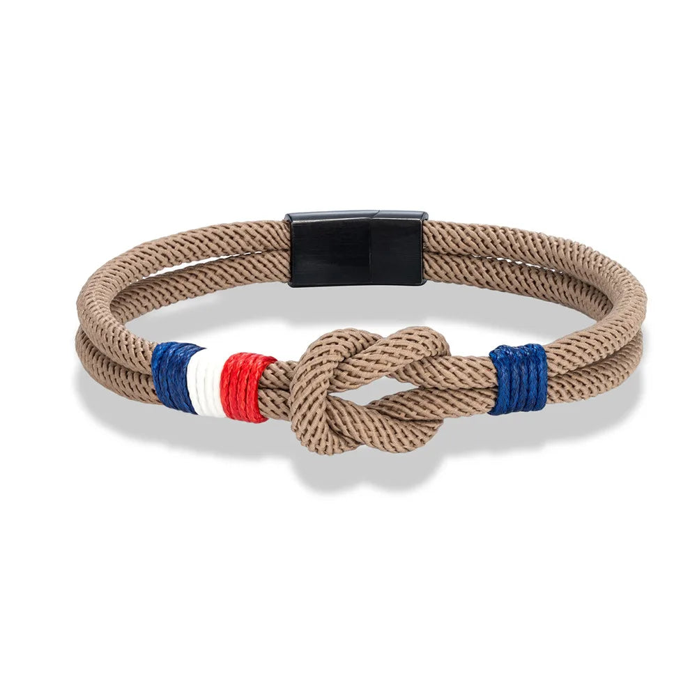 Pulsera con nudo de cuerda beige