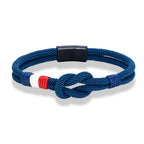 Pulsera anudada de cuerda con la bandera francesa azul