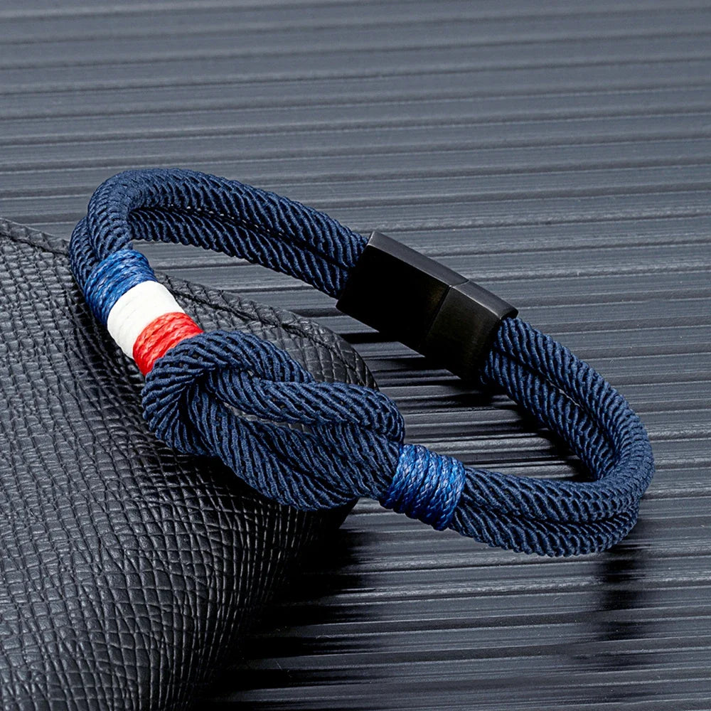 Pulsera con nudo de cuerda azul marino