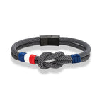 Pulsera anudada de cuerda con la bandera francesa gris oscuro
