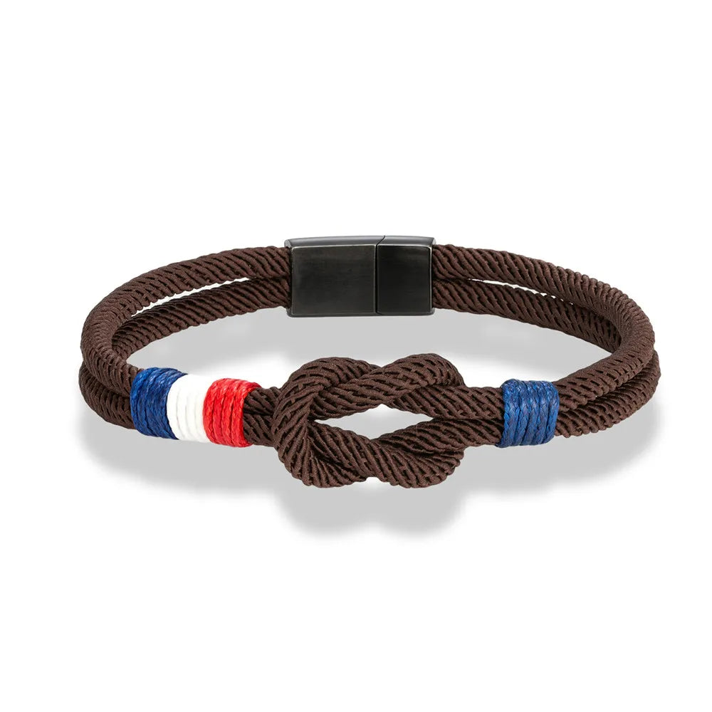Pulsera con nudo de cuerda marrón
