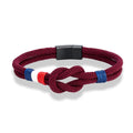 Pulsera con nudo de cuerda burdeos