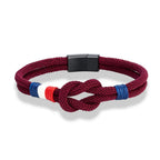 Pulsera con nudo de cuerda burdeos
