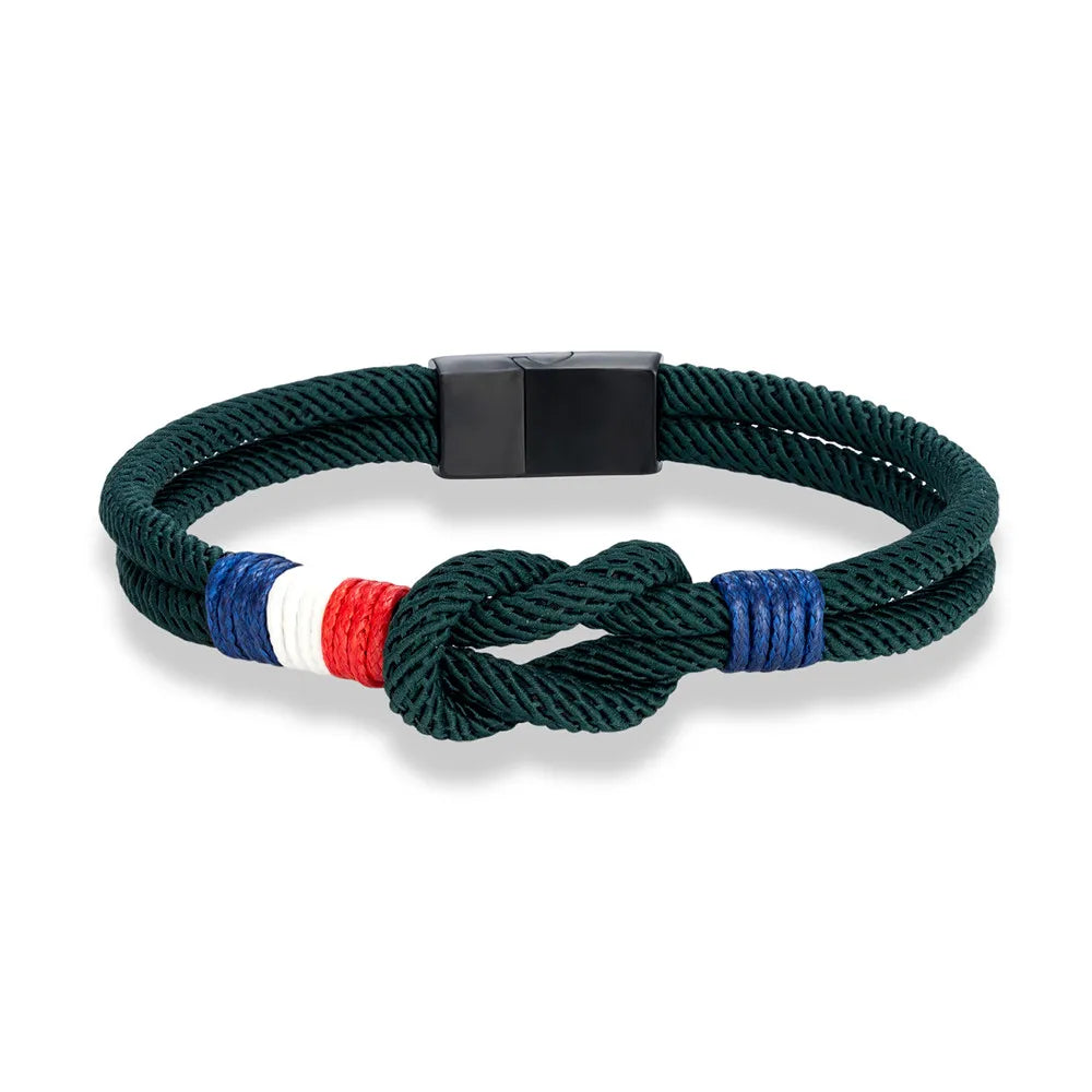 Pulsera con nudo de cuerda verde